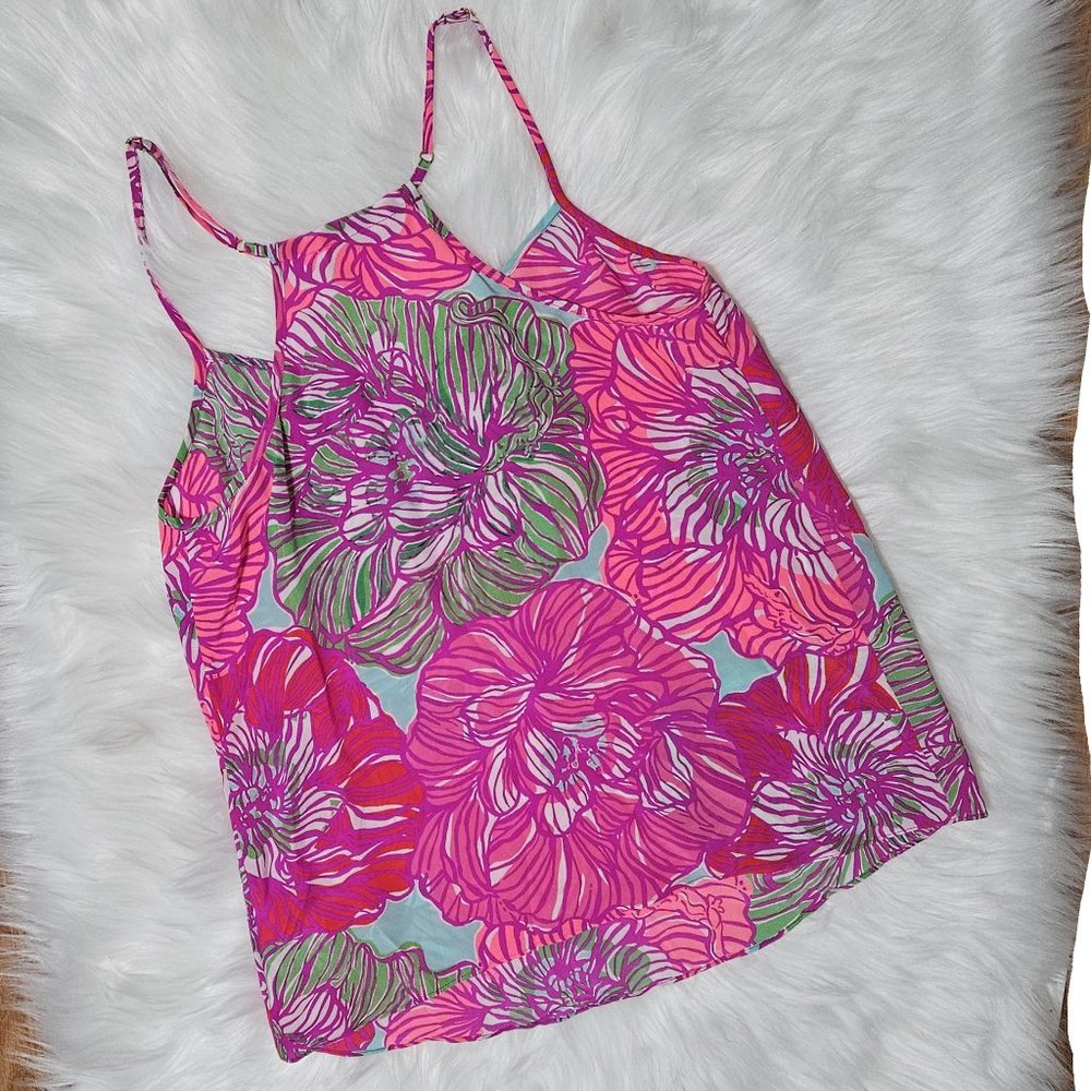 Lilly Pulitzer Worth It Dusk Silk Racerback Top Like NEW - Picture 2 of 9